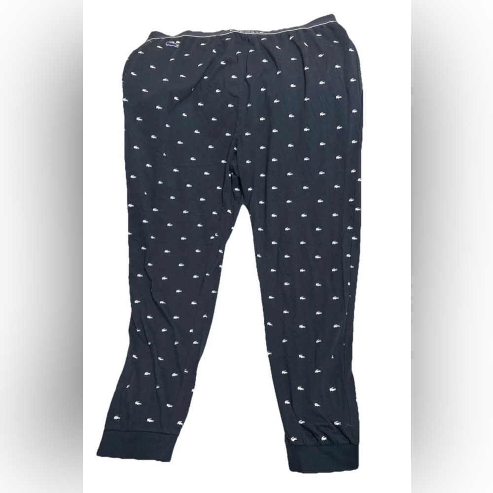 Lacoste Sleepwear Pants Mens XL Grid Croc Lounge Pajama Drawstring Relaxed Fit